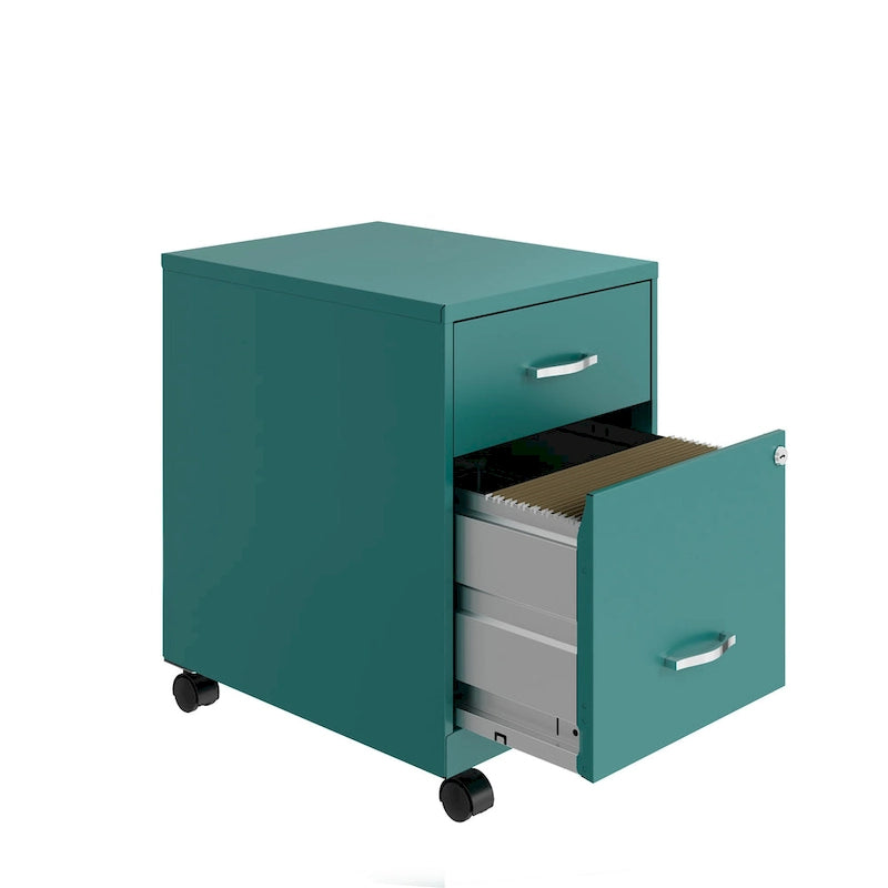 18 Deep 2 Drawer Letter Width Mobile Vertical File Cabinet with Accessory Drawer