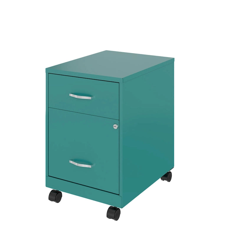18 Deep 2 Drawer Letter Width Mobile Vertical File Cabinet with Accessory Drawer