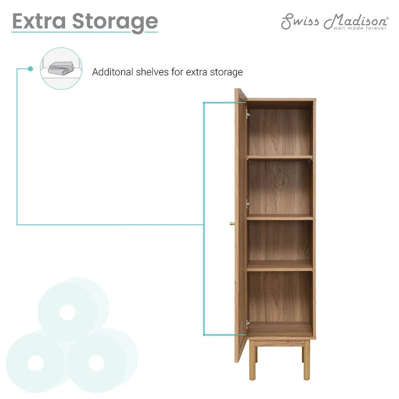 15 W x 60 H x 15 D Linen Cabinet in Oak