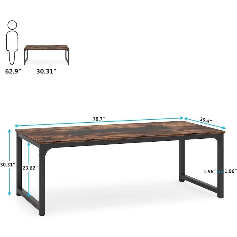 79 Inches Modern Rectangular Dining Table for 6-8 - 78.74 L x 39.37 W x 30.31H