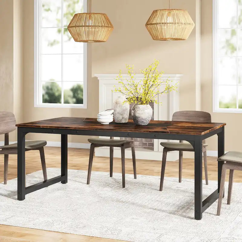 79 Inches Modern Rectangular Dining Table for 6-8 - 78.74 L x 39.37 W x 30.31H