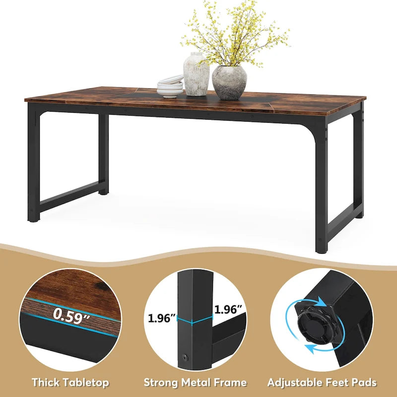 79 Inches Modern Rectangular Dining Table for 6-8 - 78.74 L x 39.37 W x 30.31H