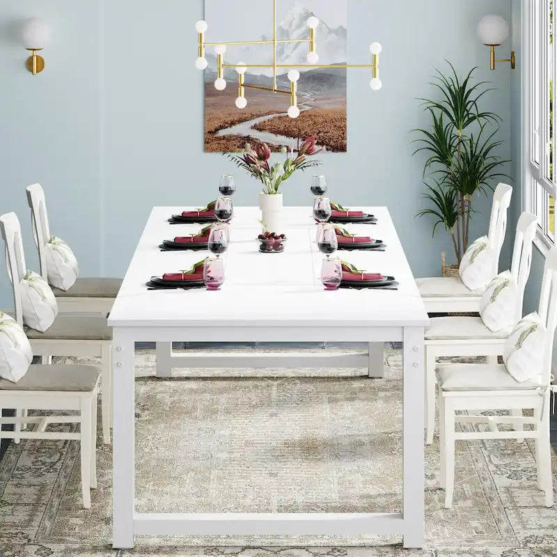 79 Inches Modern Rectangular Dining Table for 6-8 - 78.74 L x 39.37 W x 30.31H