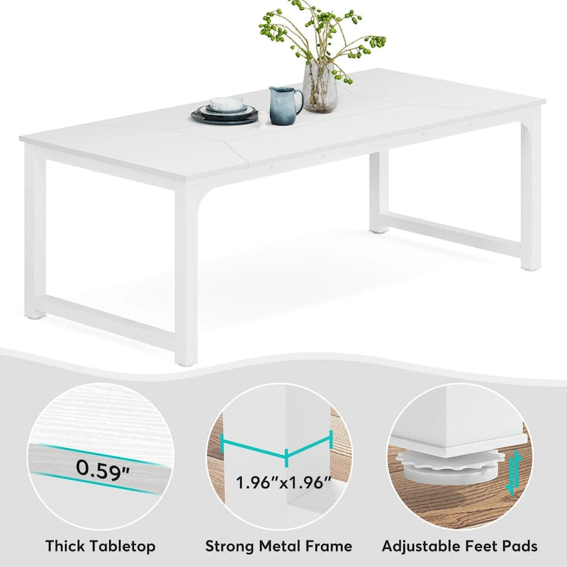 79 Inches Modern Rectangular Dining Table for 6-8 - 78.74 L x 39.37 W x 30.31H