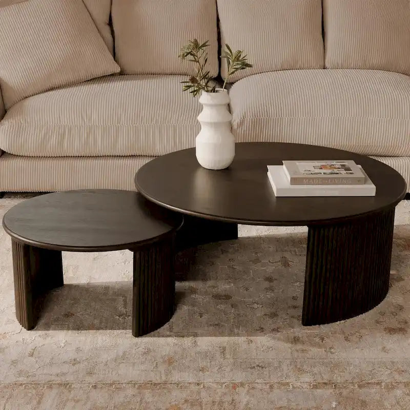 Small Oval Coffee Table, Dark Brown